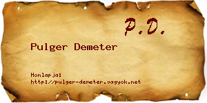 Pulger Demeter névjegykártya